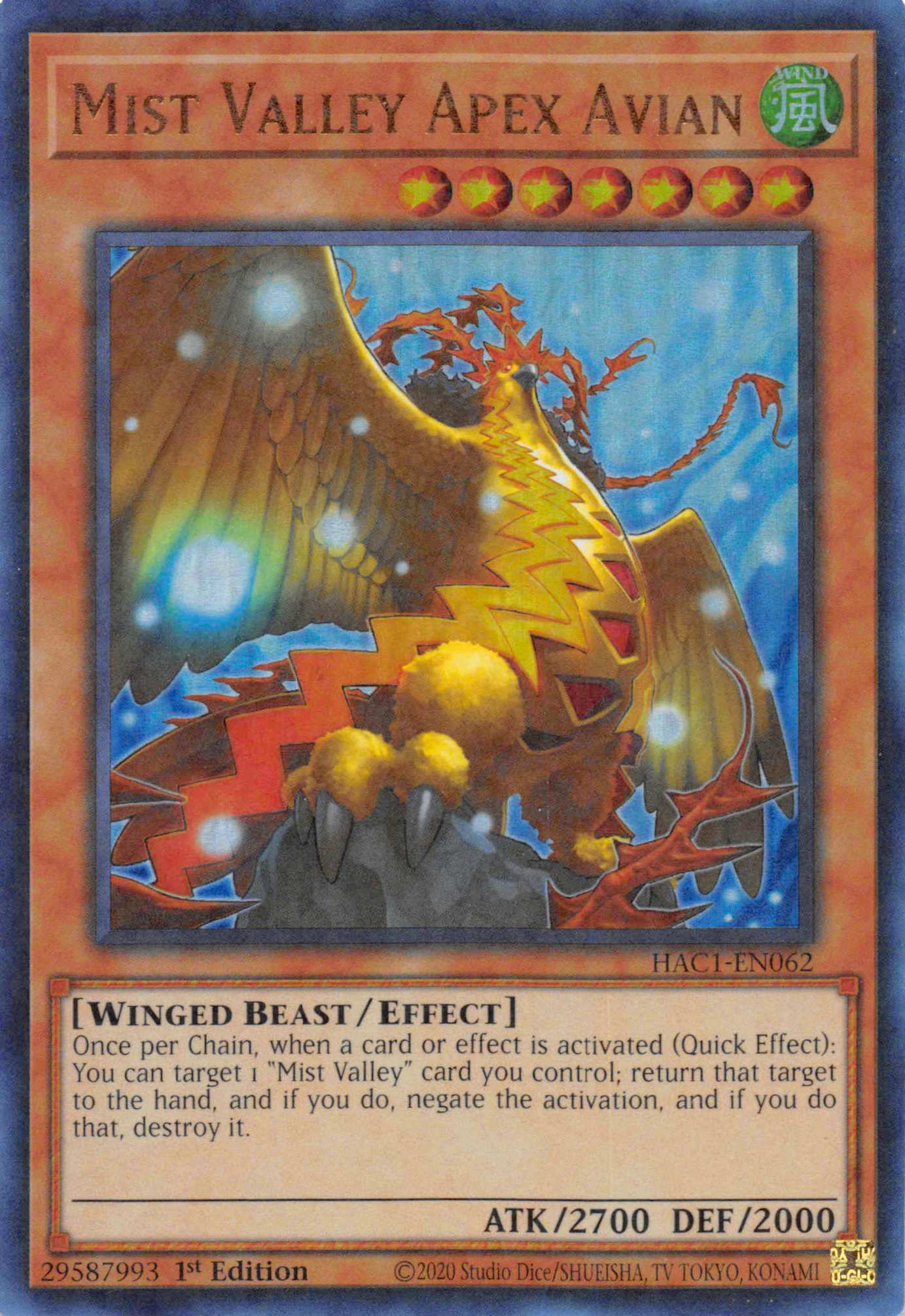 Mist Valley Apex Avian (Duel Terminal) [HAC1-EN062] Parallel Rare | Jomio and Rueliete's Cards and Comics