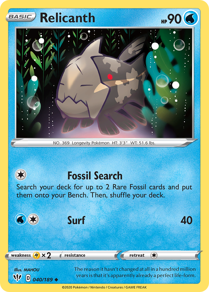 Relicanth (040/189) [Sword & Shield: Darkness Ablaze] | Jomio and Rueliete's Cards and Comics