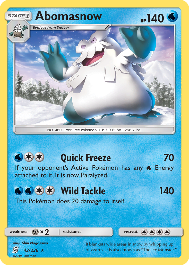 Abomasnow (42/236) [Sun & Moon: Unified Minds] | Jomio and Rueliete's Cards and Comics