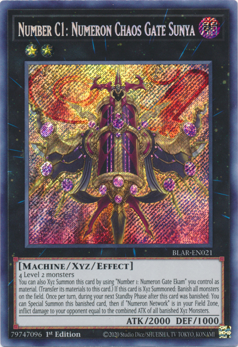 Number C1: Numeron Chaos Gate Sunya [BLAR-EN021] Secret Rare | Jomio and Rueliete's Cards and Comics