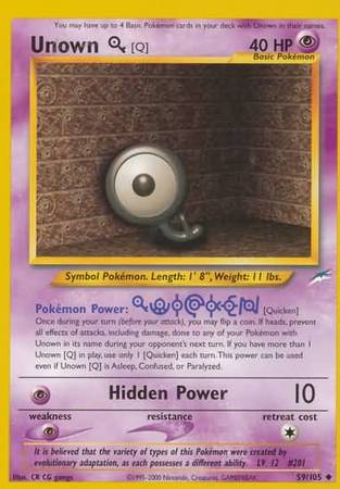 Unown [Q] (59/105) [Neo Destiny Unlimited] | Jomio and Rueliete's Cards and Comics
