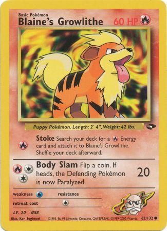 Blaine's Growlithe (62/132) [Gym Challenge Unlimited] | Jomio and Rueliete's Cards and Comics