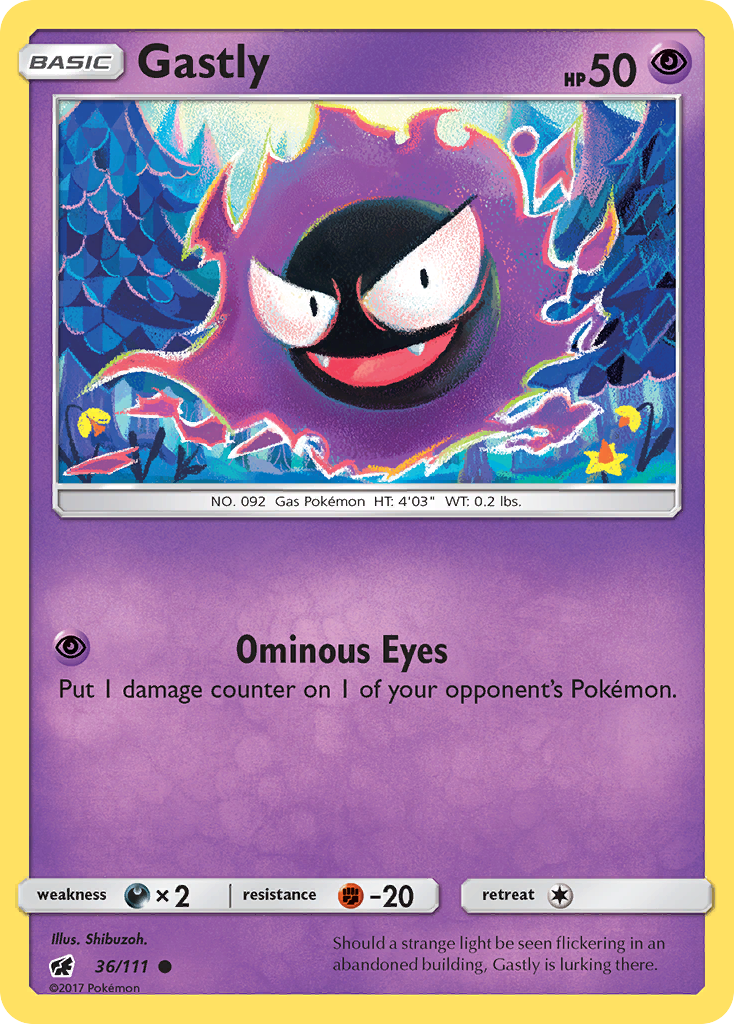 Gastly (36/111) [Sun & Moon: Crimson Invasion] | Jomio and Rueliete's Cards and Comics