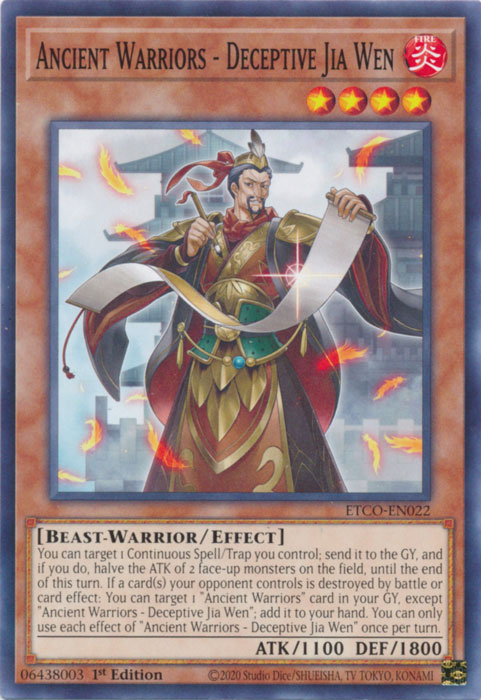 Ancient Warriors - Deceptive Jia Wen [ETCO-EN022] Common | Jomio and Rueliete's Cards and Comics