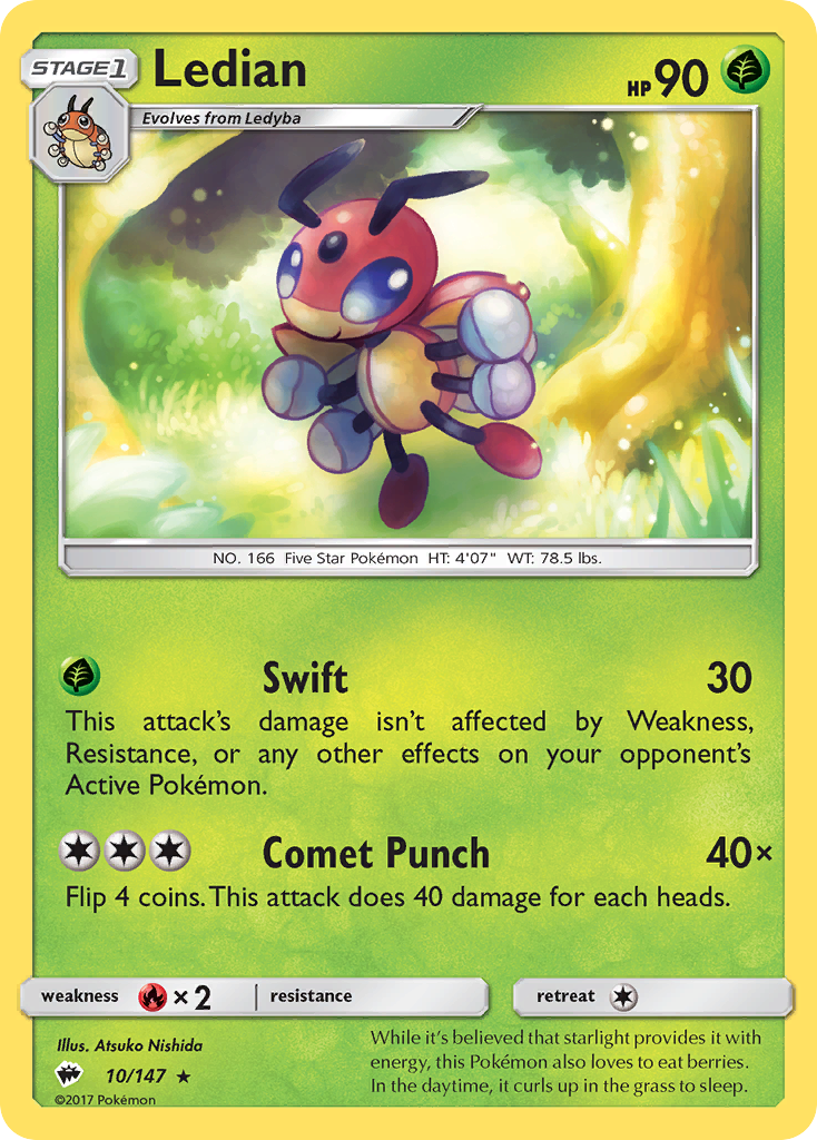 Ledian (10/147) [Sun & Moon: Burning Shadows] | Jomio and Rueliete's Cards and Comics