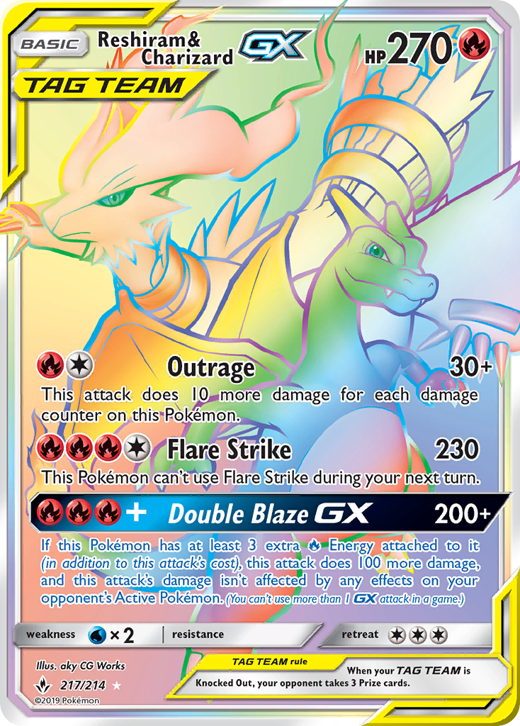 Reshiram & Charizard GX (217/214) [Sun & Moon: Unbroken Bonds] | Jomio and Rueliete's Cards and Comics