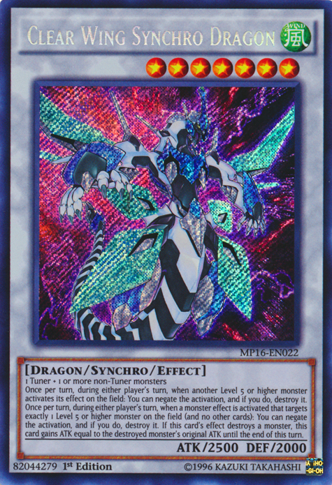 Clear Wing Synchro Dragon [MP16-EN022] Secret Rare | Jomio and Rueliete's Cards and Comics