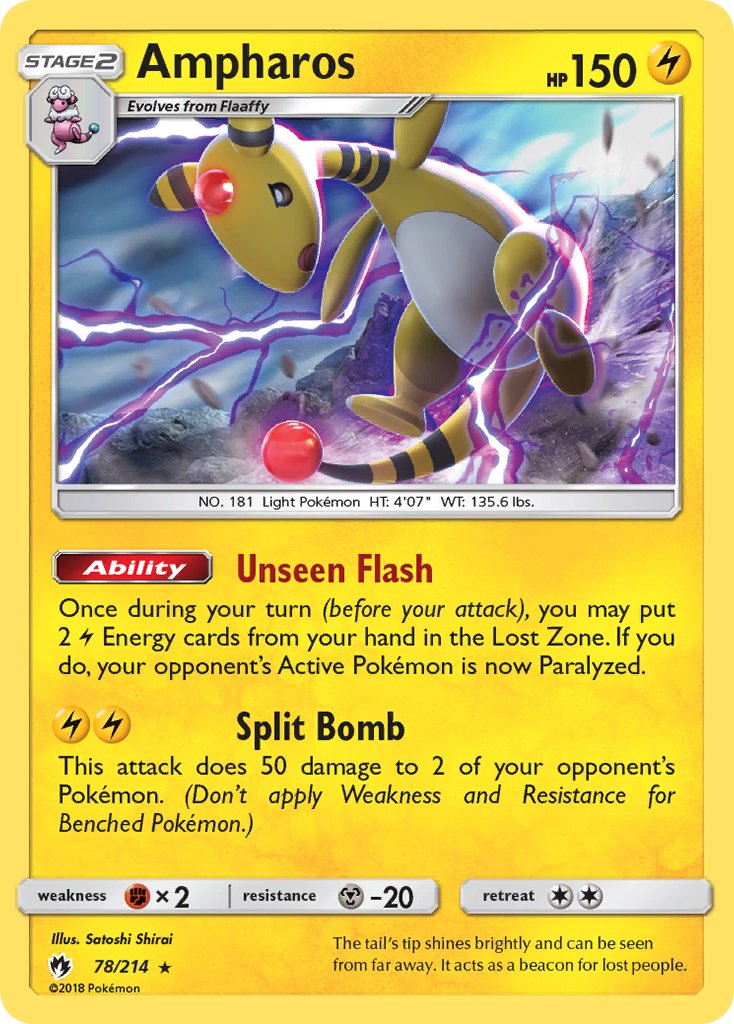 Ampharos (78/214) (Theme Deck Exclusive) [Sun & Moon: Lost Thunder] | Jomio and Rueliete's Cards and Comics