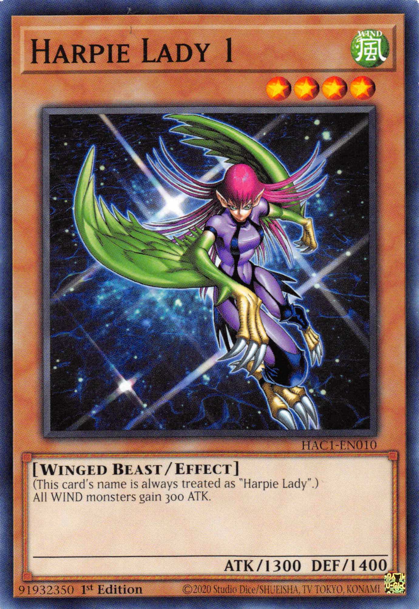 Harpie Lady 1 [HAC1-EN010] Common | Jomio and Rueliete's Cards and Comics