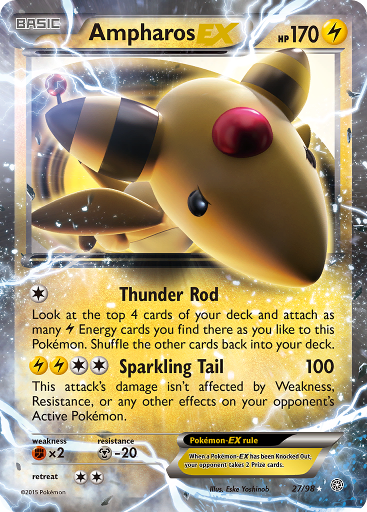 Ampharos EX (27/98) [XY: Ancient Origins] | Jomio and Rueliete's Cards and Comics