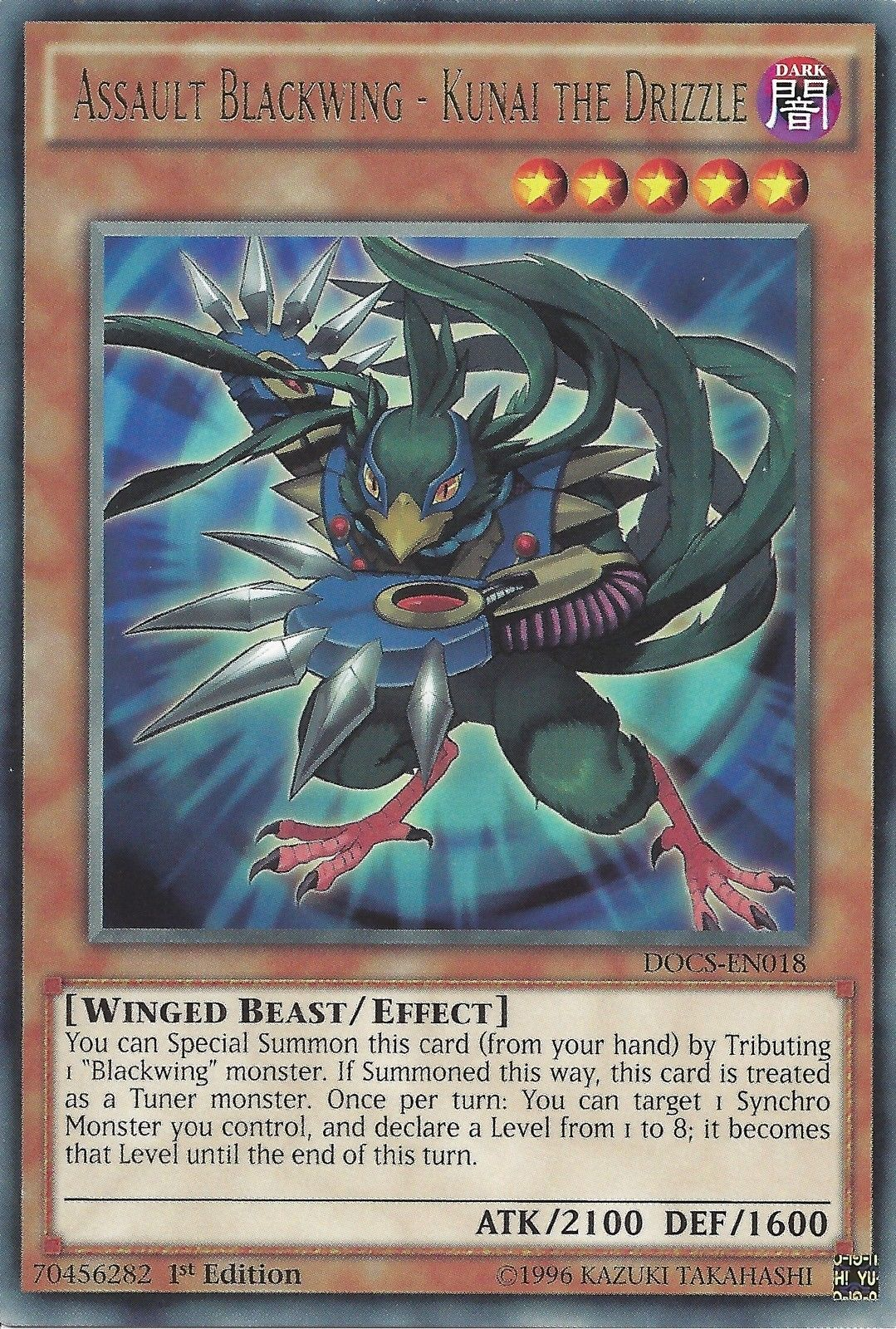 Assault Blackwing - Kunai the Drizzle [DOCS-EN018] Rare | Jomio and Rueliete's Cards and Comics