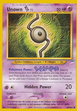 Unown [S] (87/105) [Neo Destiny Unlimited] | Jomio and Rueliete's Cards and Comics