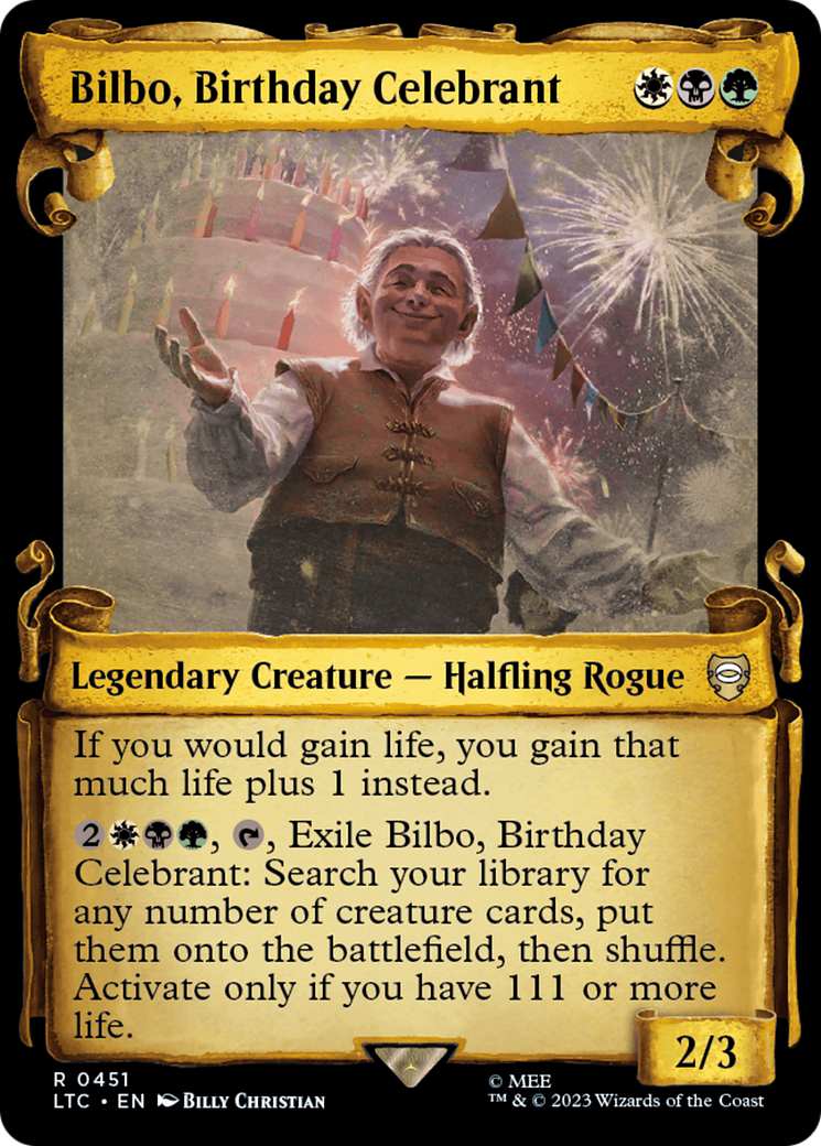 Bilbo, Birthday Celebrant [The Lord of the Rings: Tales of Middle-Earth Commander Showcase Scrolls] | Jomio and Rueliete's Cards and Comics