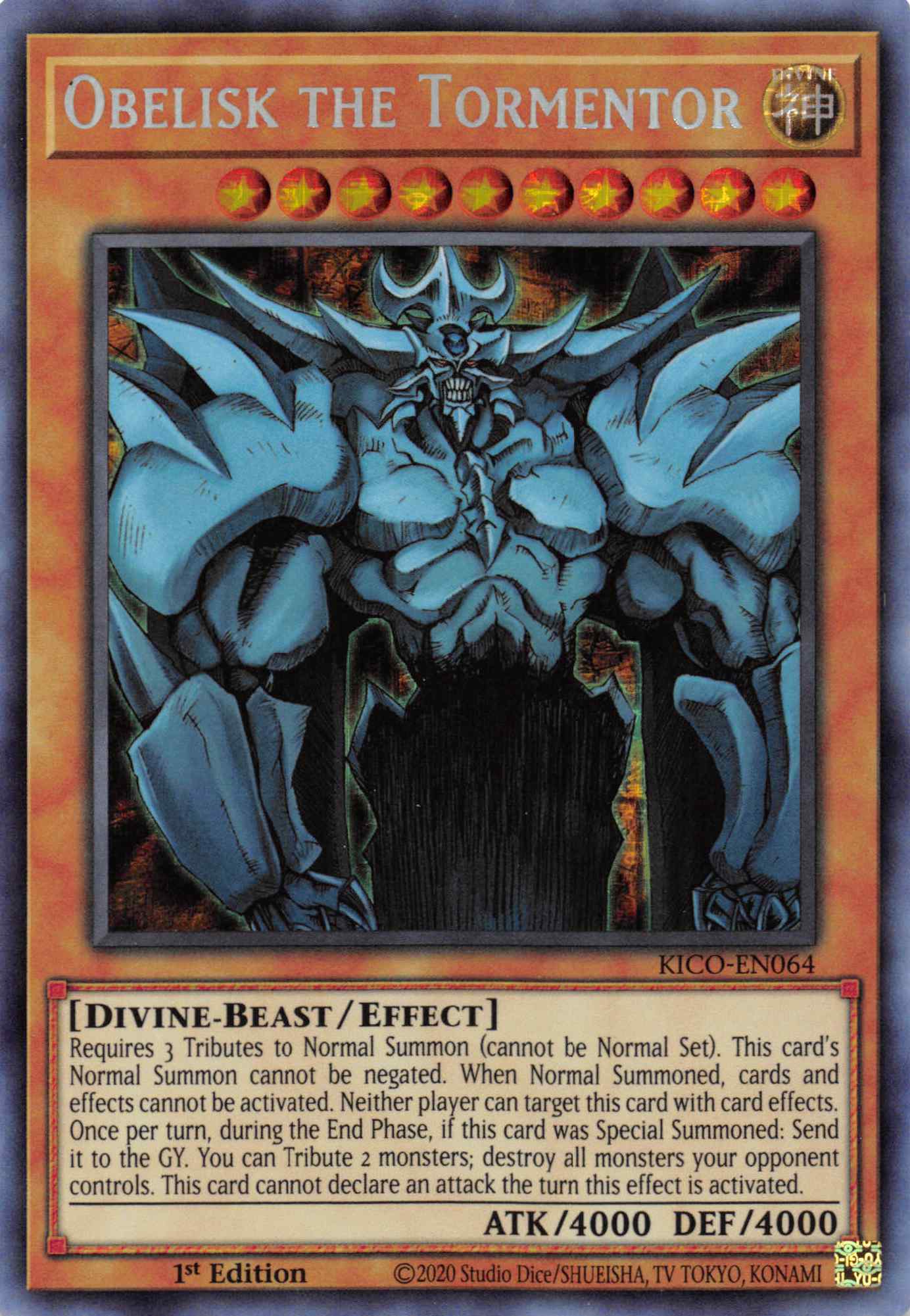 Obelisk the Tormentor (Secret Pharaoh's Rare) [KICO-EN064] Secret Pharaoh’s Rare | Jomio and Rueliete's Cards and Comics
