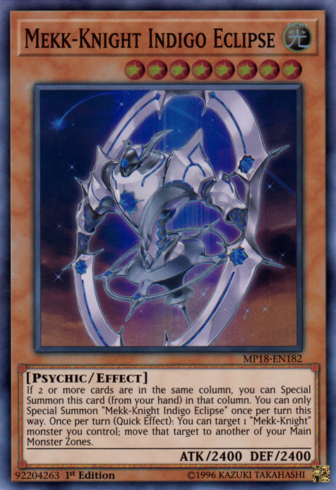 Mekk-Knight Indigo Eclipse [MP18-EN182] Super Rare | Jomio and Rueliete's Cards and Comics