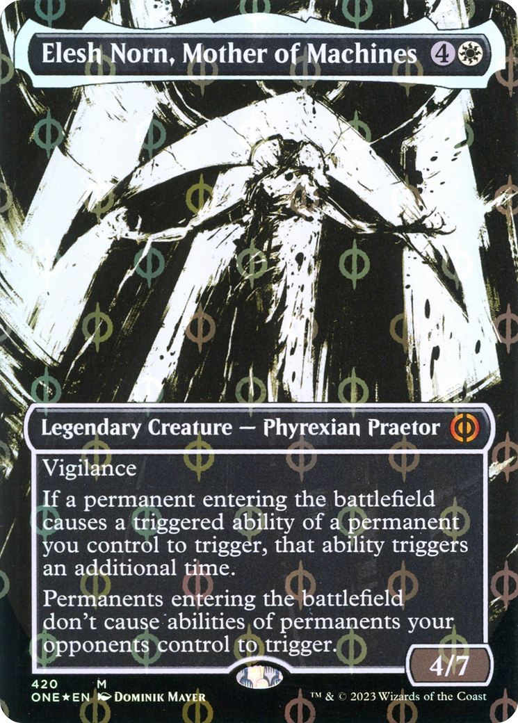 Elesh Norn, Mother of Machines (Borderless Ichor Step-and-Compleat Foil) [Phyrexia: All Will Be One] | Jomio and Rueliete's Cards and Comics