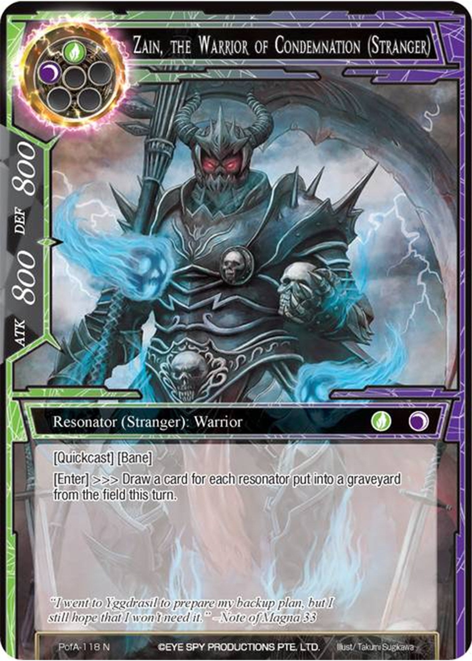Zain, the Warrior of Condemnation (Stranger) (PofA-118) [Alice Origin IV: Prologue of Attoractia] | Jomio and Rueliete's Cards and Comics