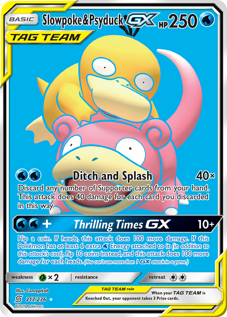 Slowpoke & Psyduck GX (217/236) [Sun & Moon: Unified Minds] | Jomio and Rueliete's Cards and Comics