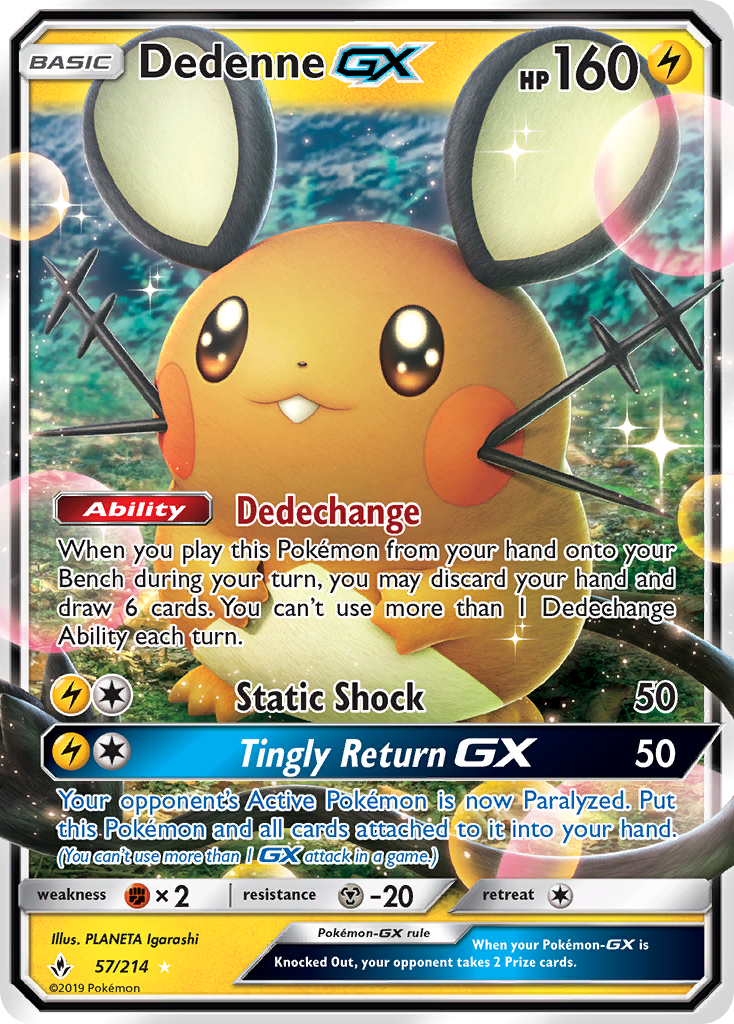 Dedenne GX (57/214) [Sun & Moon: Unbroken Bonds] | Jomio and Rueliete's Cards and Comics