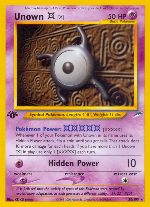 Unown [X] (30/105) [Neo Destiny 1st Edition] | Jomio and Rueliete's Cards and Comics