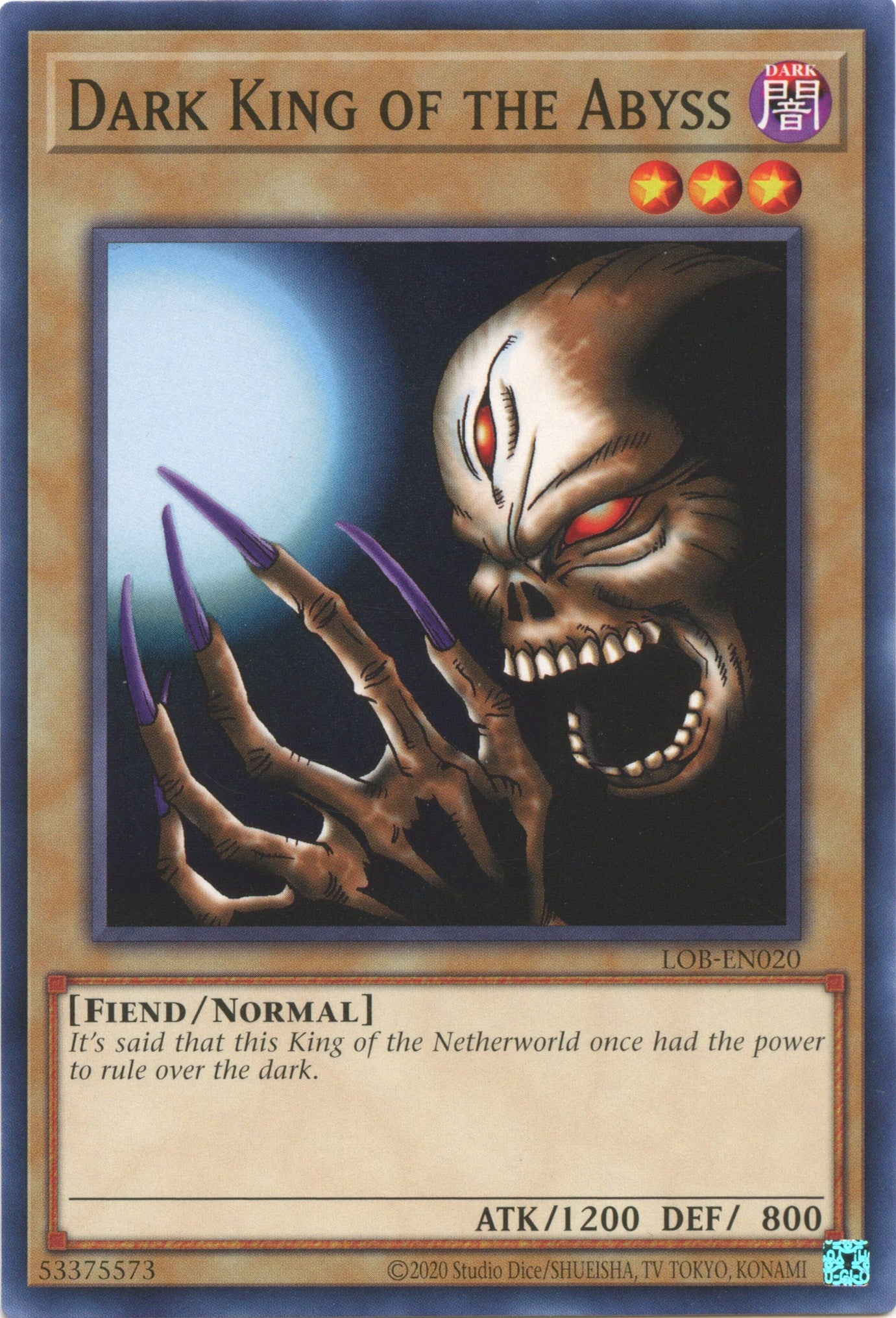 Dark King of the Abyss (25th Anniversary) [LOB-EN020] Common | Jomio and Rueliete's Cards and Comics