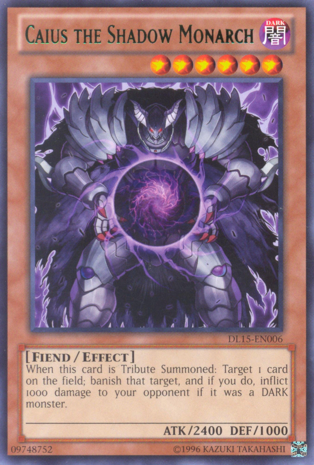Caius the Shadow Monarch (Green) [DL15-EN006] Rare | Jomio and Rueliete's Cards and Comics
