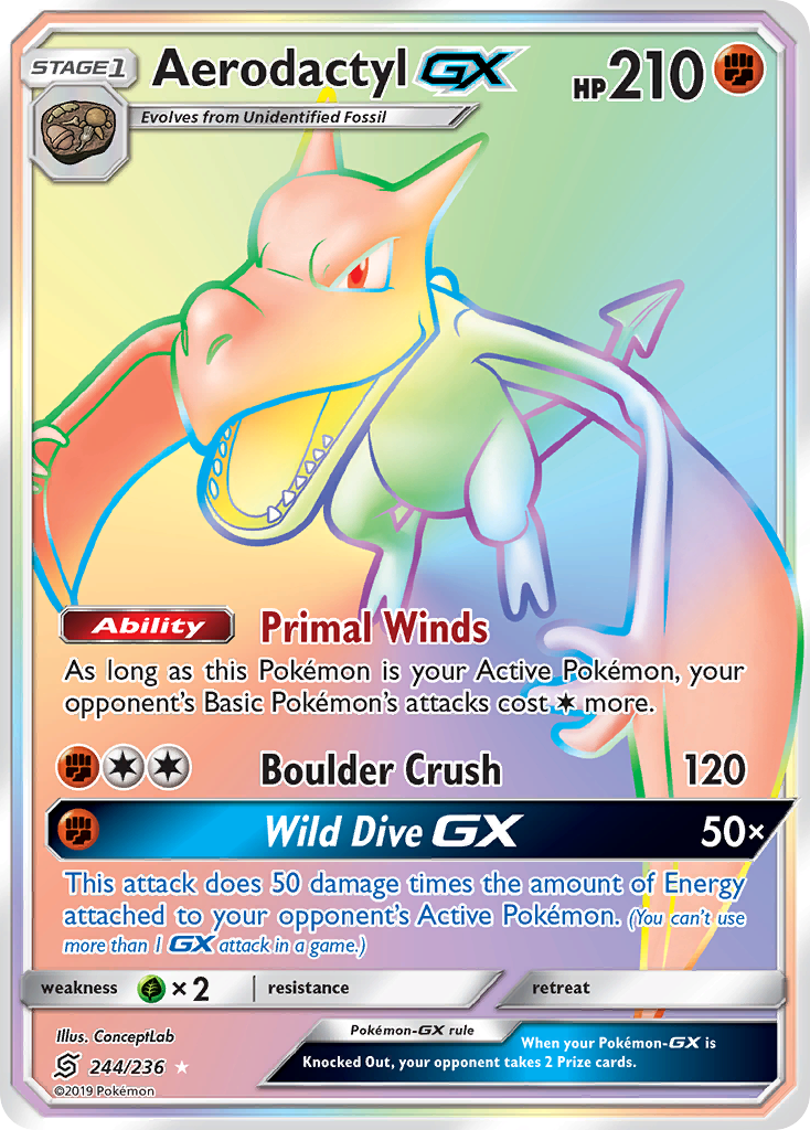 Aerodactyl GX (244/236) [Sun & Moon: Unified Minds] | Jomio and Rueliete's Cards and Comics
