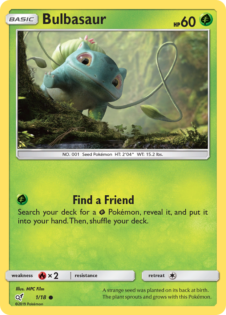 Bulbasaur (1/18) [Sun & Moon: Detective Pikachu] | Jomio and Rueliete's Cards and Comics