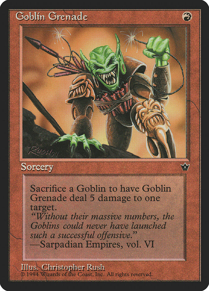 Goblin Grenade (Christopher Rush) [Fallen Empires] | Jomio and Rueliete's Cards and Comics