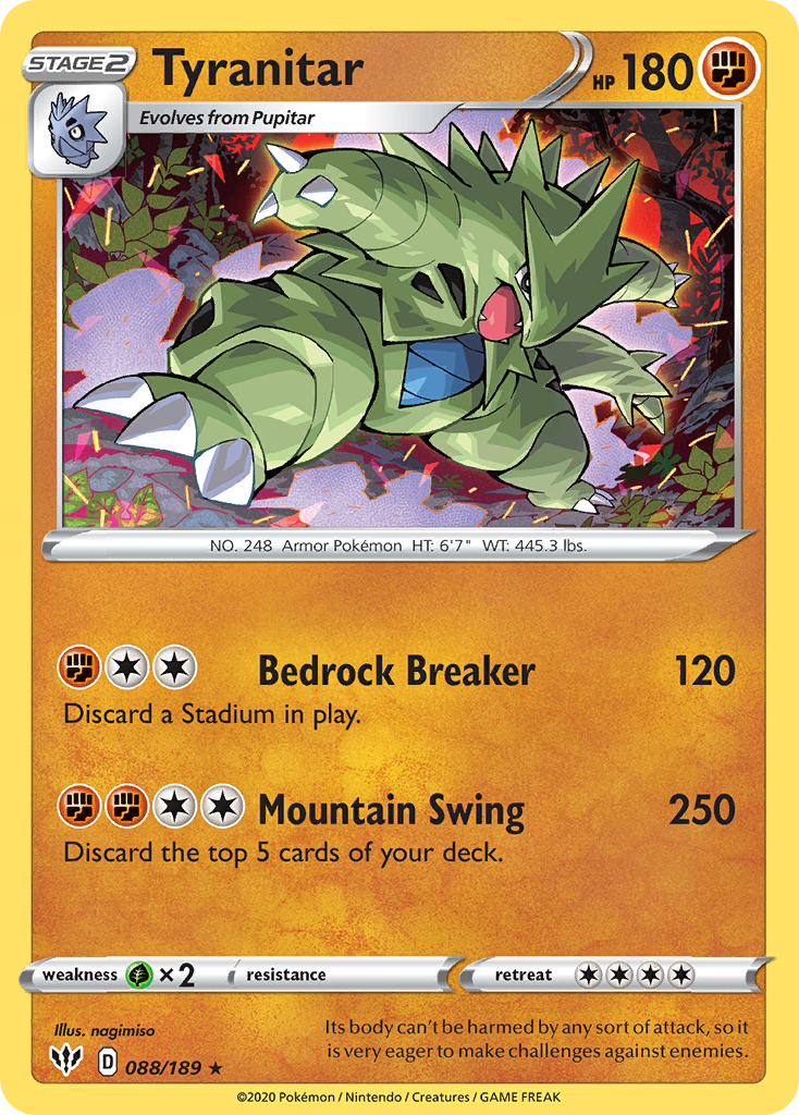 Tyranitar (088/189) [Sword & Shield: Darkness Ablaze] | Jomio and Rueliete's Cards and Comics