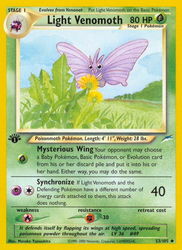 Light Venomoth (53/105) [Neo Destiny 1st Edition] | Jomio and Rueliete's Cards and Comics