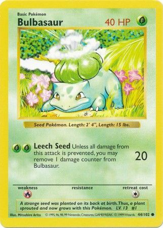 Bulbasaur (44/102) [Base Set Shadowless Unlimited] | Jomio and Rueliete's Cards and Comics