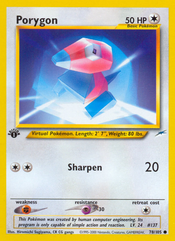 Porygon (78/105) [Neo Destiny 1st Edition] | Jomio and Rueliete's Cards and Comics