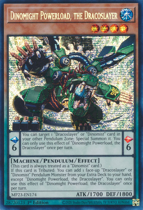 Dinomight Powerload, the Dracoslayer [MP23-EN174] Prismatic Secret Rare | Jomio and Rueliete's Cards and Comics