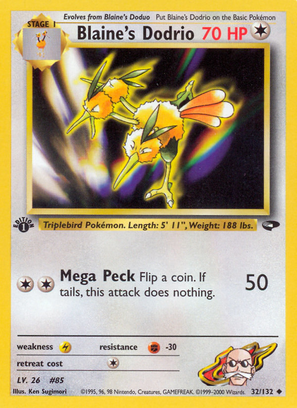 Blaine's Dodrio (32/132) [Gym Challenge 1st Edition] | Jomio and Rueliete's Cards and Comics