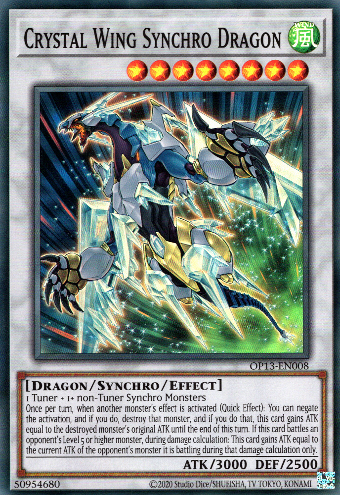 Crystal Wing Synchro Dragon [OP13-EN008] Super Rare | Jomio and Rueliete's Cards and Comics