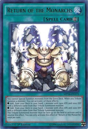 Return of the Monarchs [MP14-EN173] Ultra Rare | Jomio and Rueliete's Cards and Comics