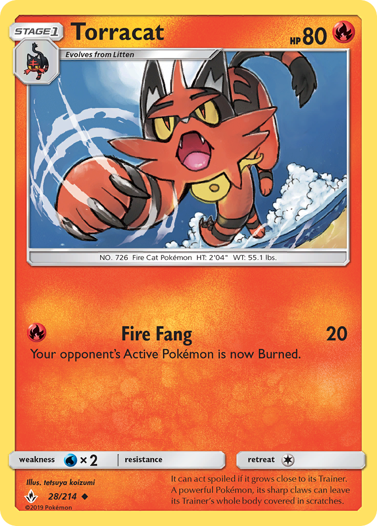 Torracat (28/214) [Sun & Moon: Unbroken Bonds] | Jomio and Rueliete's Cards and Comics