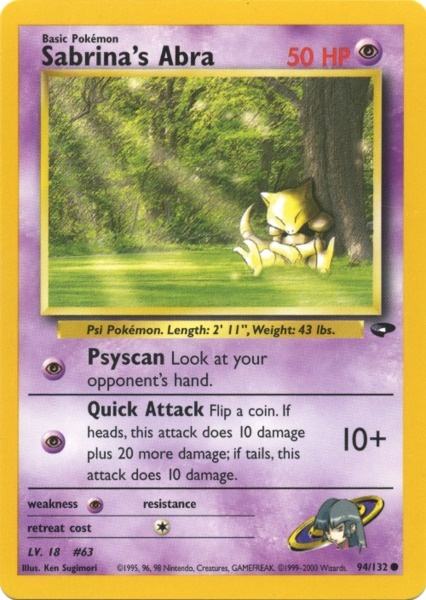 Sabrina's Abra (94/132) [Gym Challenge Unlimited] | Jomio and Rueliete's Cards and Comics