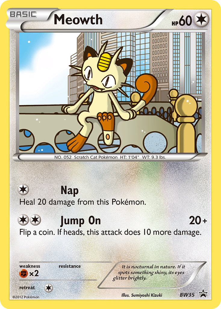 Meowth (BW35) (Cosmos Holo) [Black & White: Black Star Promos] | Jomio and Rueliete's Cards and Comics