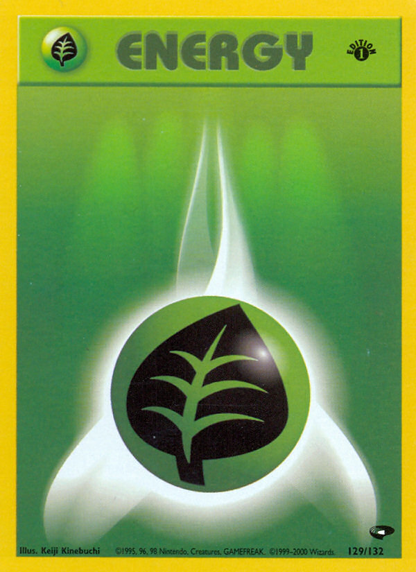 Grass Energy (129/132) [Gym Challenge 1st Edition] | Jomio and Rueliete's Cards and Comics