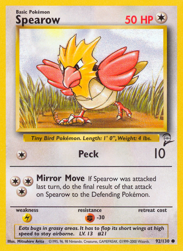 Spearow (92/130) [Base Set 2] | Jomio and Rueliete's Cards and Comics