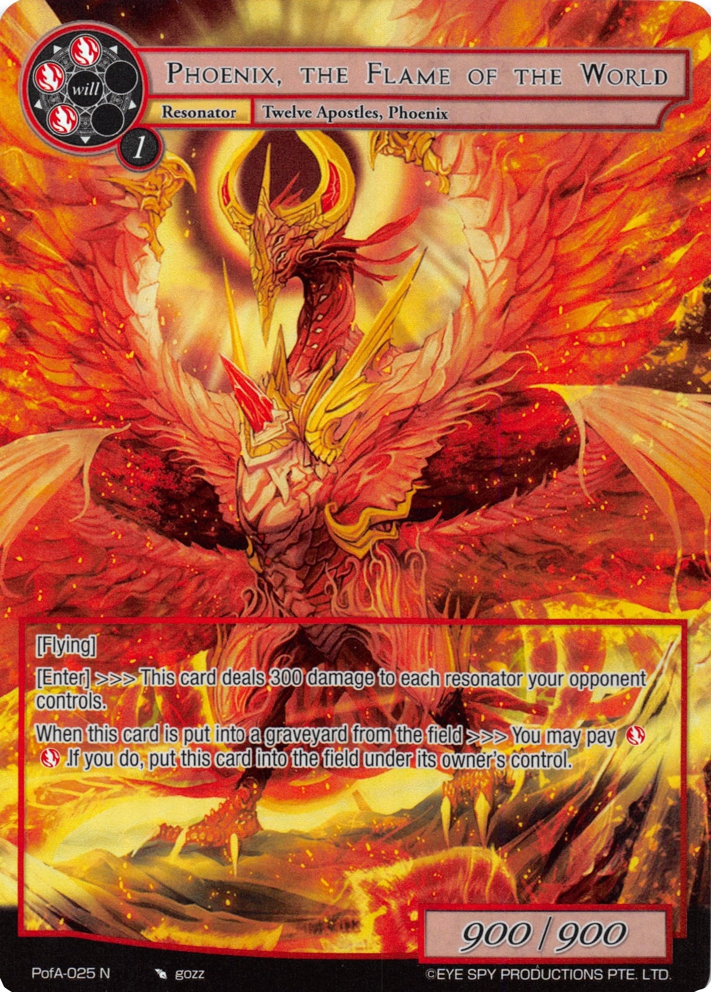 Phoenix, the Flame of the World (Full Art) (PofA-025) [Alice Origin IV: Prologue of Attoractia] | Jomio and Rueliete's Cards and Comics