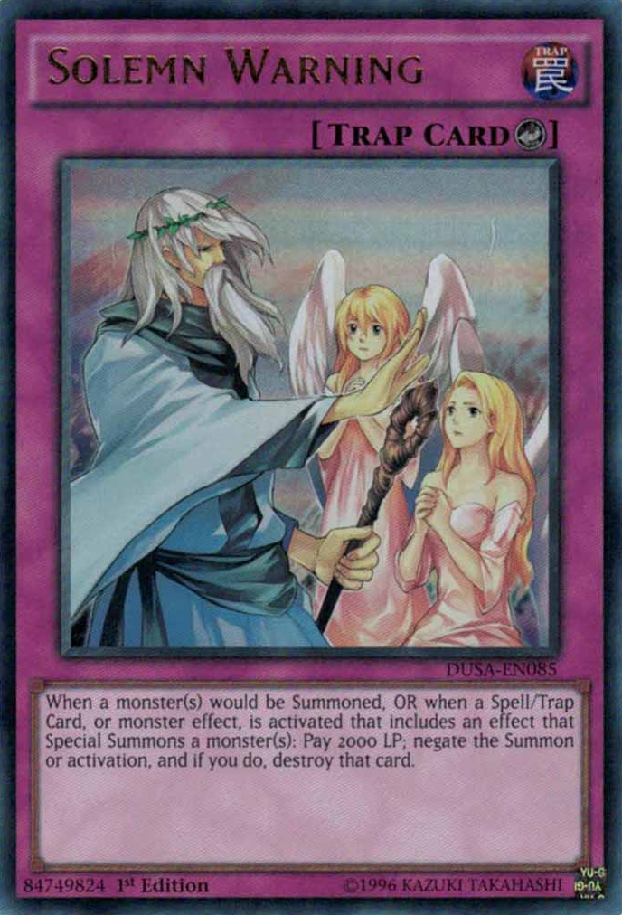 Solemn Warning [DUSA-EN085] Ultra Rare | Jomio and Rueliete's Cards and Comics