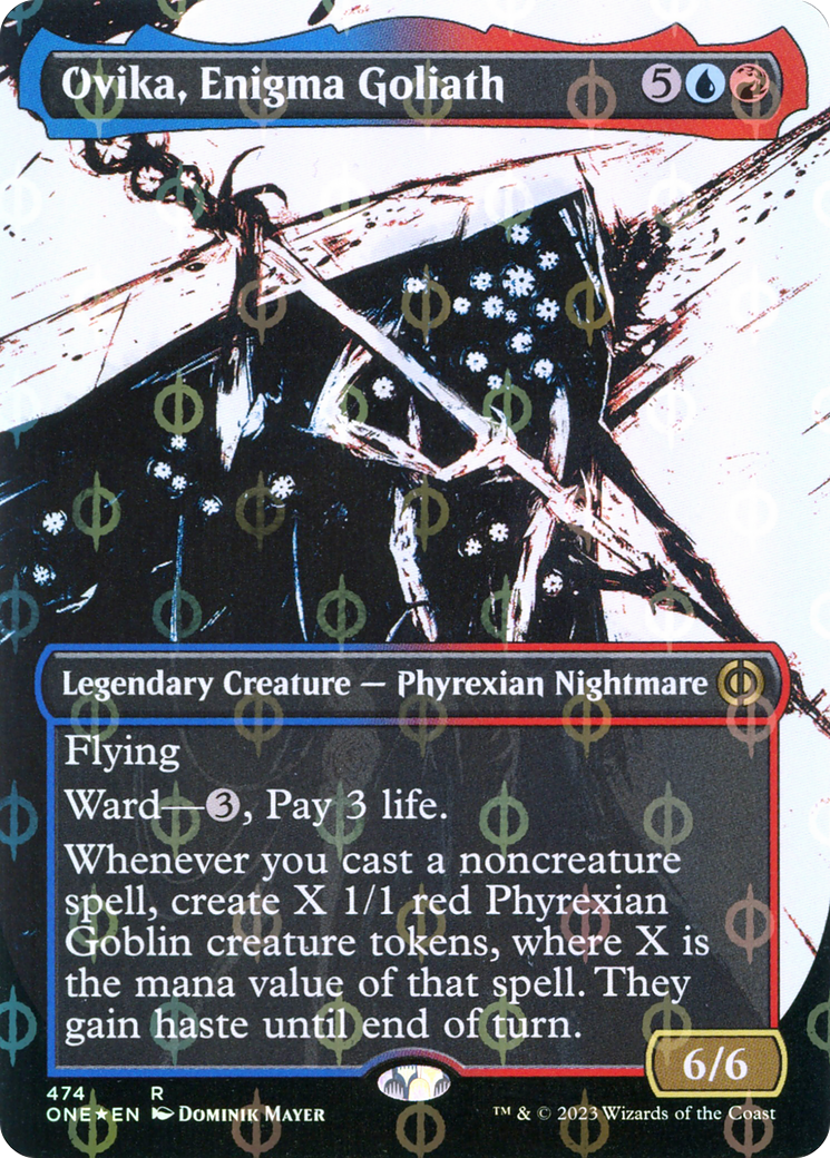 Ovika, Enigma Goliath (Borderless Ichor Step-and-Compleat Foil) [Phyrexia: All Will Be One] | Jomio and Rueliete's Cards and Comics