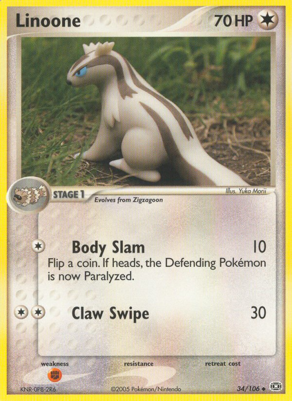 Linoone (34/106) [EX: Emerald] | Jomio and Rueliete's Cards and Comics