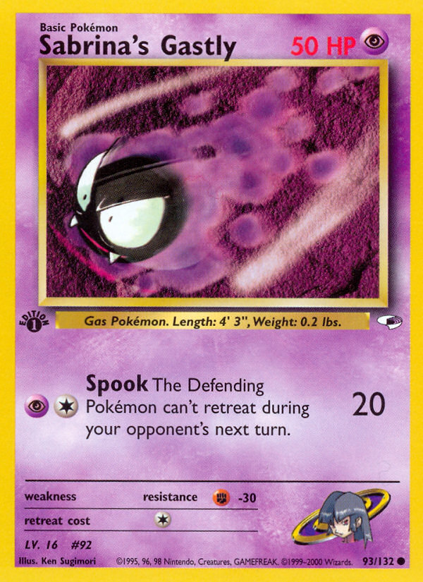 Sabrina's Gastly (93/132) [Gym Heroes 1st Edition] | Jomio and Rueliete's Cards and Comics