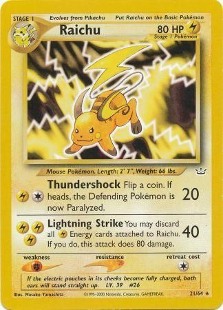 Raichu (21/64) [Neo Revelation Unlimited] | Jomio and Rueliete's Cards and Comics