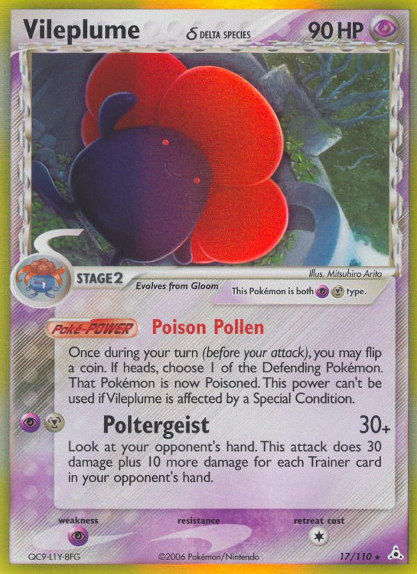 Vileplume (17/110) (Delta Species) [EX: Holon Phantoms] | Jomio and Rueliete's Cards and Comics