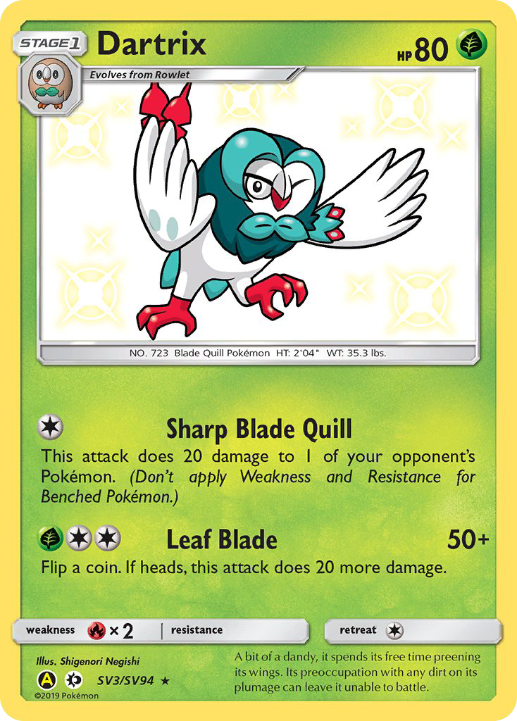 Dartrix (SV3/SV94) [Sun & Moon: Hidden Fates - Shiny Vault] | Jomio and Rueliete's Cards and Comics